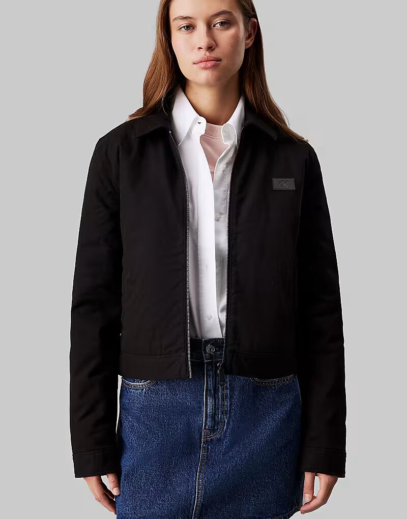 

Куртка на молнии Calvin Klein Jeans Cotton в черном цвете