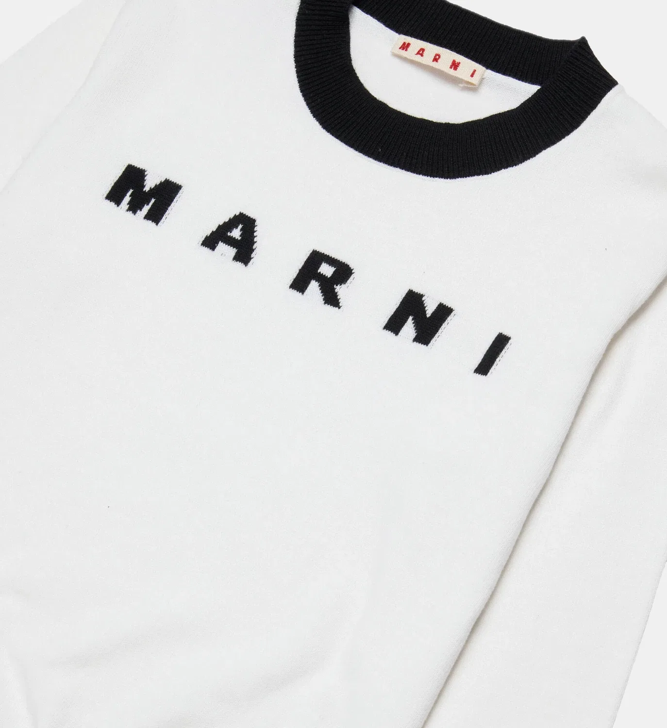 Свитер с круглым вырезом и логотипом Marni, белый — фото 4