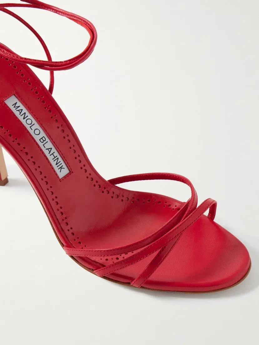 Кожаные сандалии Leva 105 Manolo Blahnik, красный — фото 4