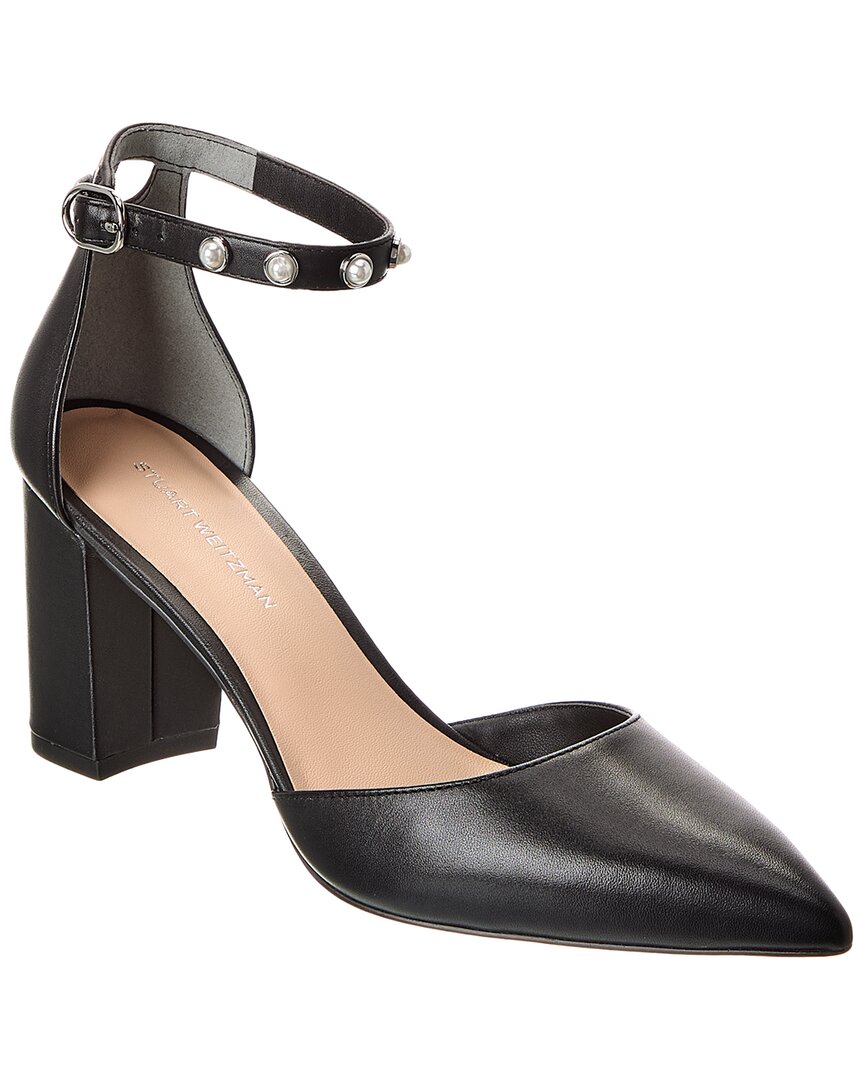 Стюарт Вайцман Pearl Strap Block 75 Кожаные туфли-лодочки Stuart Weitzman, черный