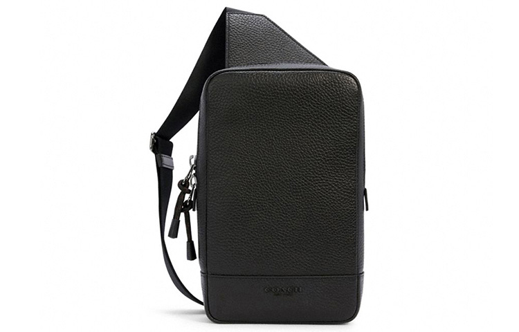 

Кожаная сумка-слинг Turner из коровьей кожи с тканевыми элементами, поясная сумка, плечевая сумка, кроссбоди обычная мужская черная COACH