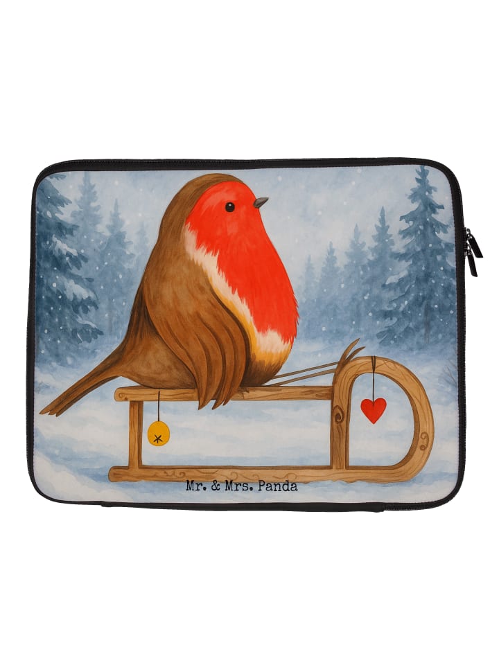 

Mr. & Mrs. Panda Сумка для ноутбука с рисунком в виде саней малиновки, без... белого цвета