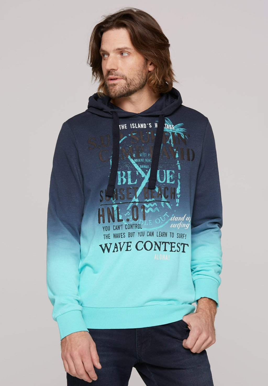 

Толстовка DIP DYE MIT PUFFPRINT - Hoodie Camp David, темно-синий