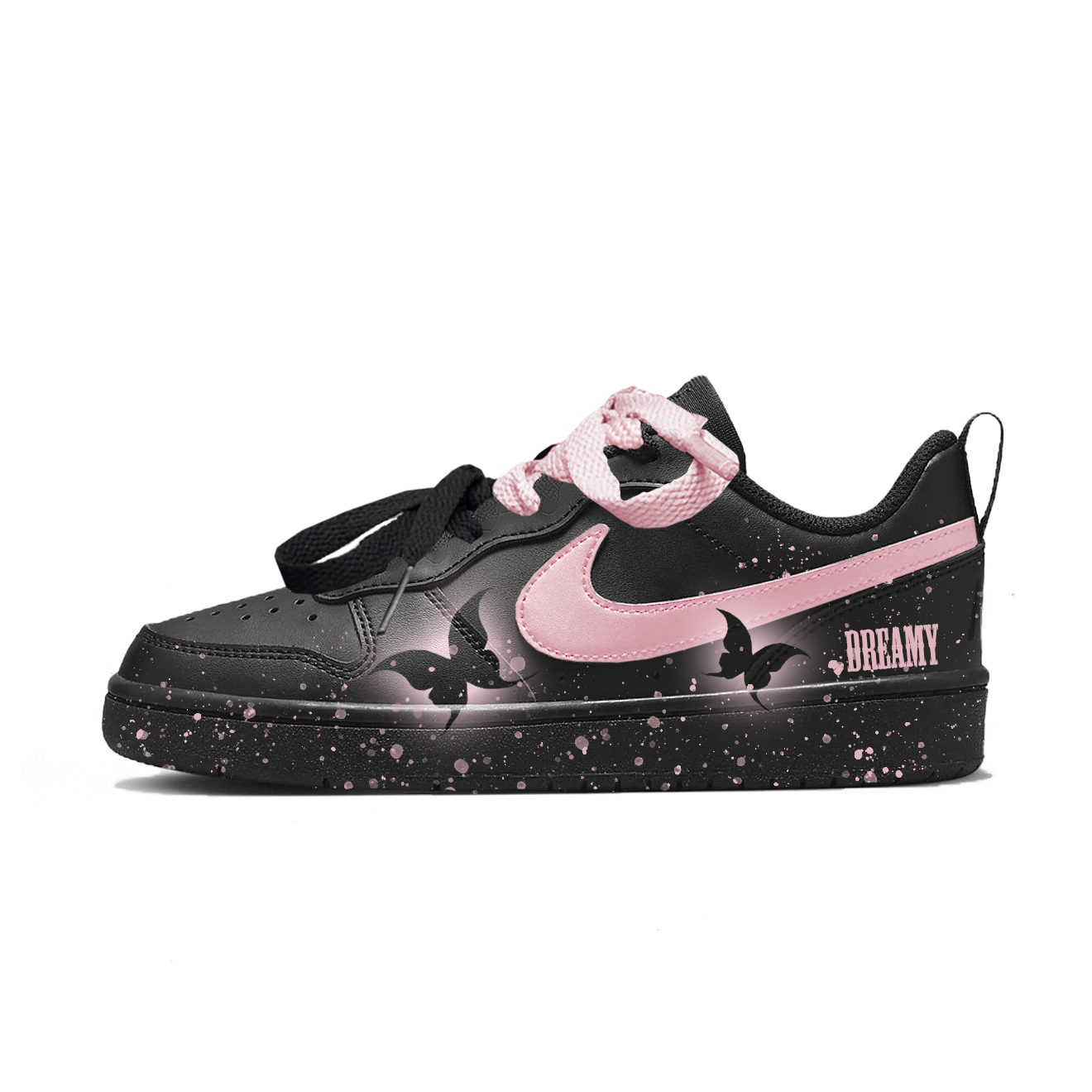 

Court Borough Dream Butterfly Stars Slip Resistant Low top Детские скейтбординг кроссовки Black Подростковые Nike, розовый
