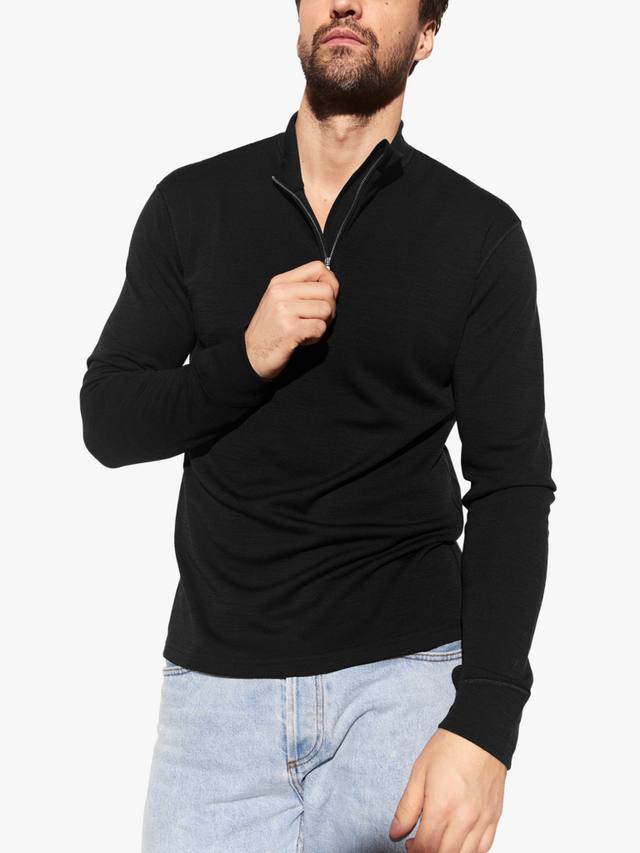 

Свитер полу-зип из смеси мериносовой шерсти и бамбука Panos Emporio, Black