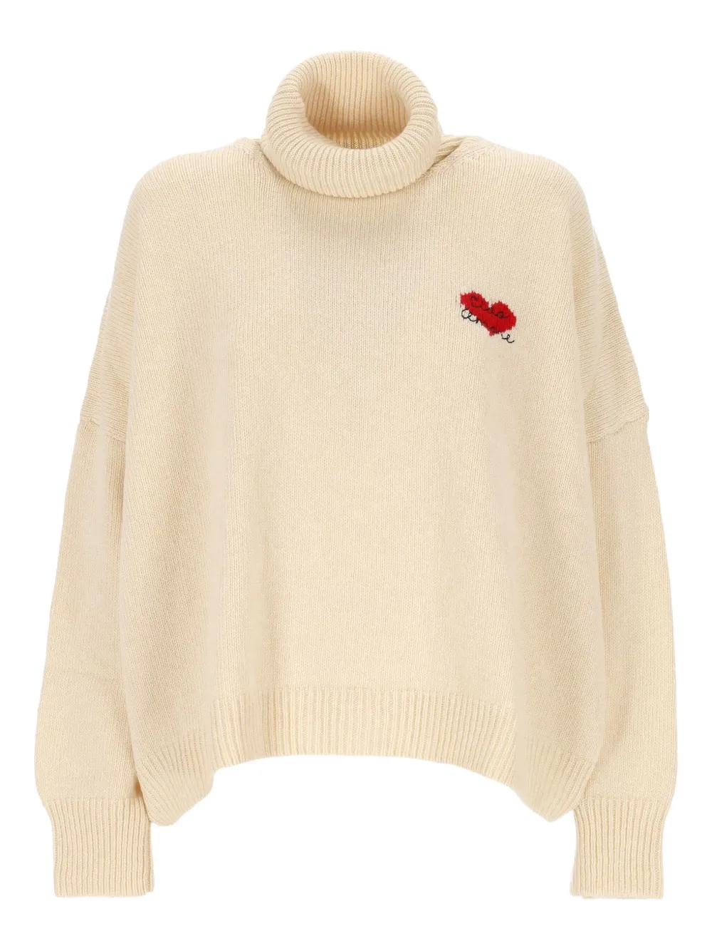 

Свитер с вышивкой в виде сердца и воротником-гольф Giada Benincasa, нейтральный