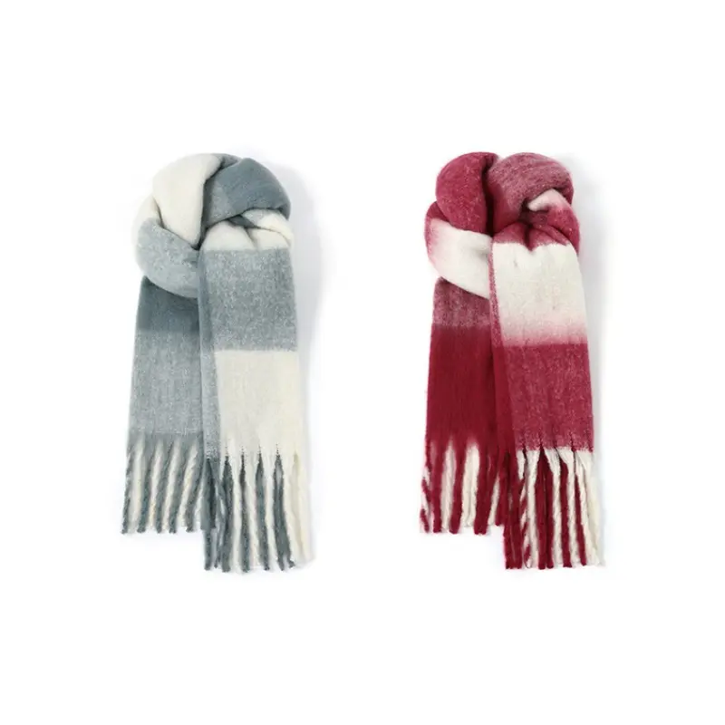 

FREE RABBITⅡ Вязаный шарф унисекс, 2 Pack (Indigo White+Rose Purple White)