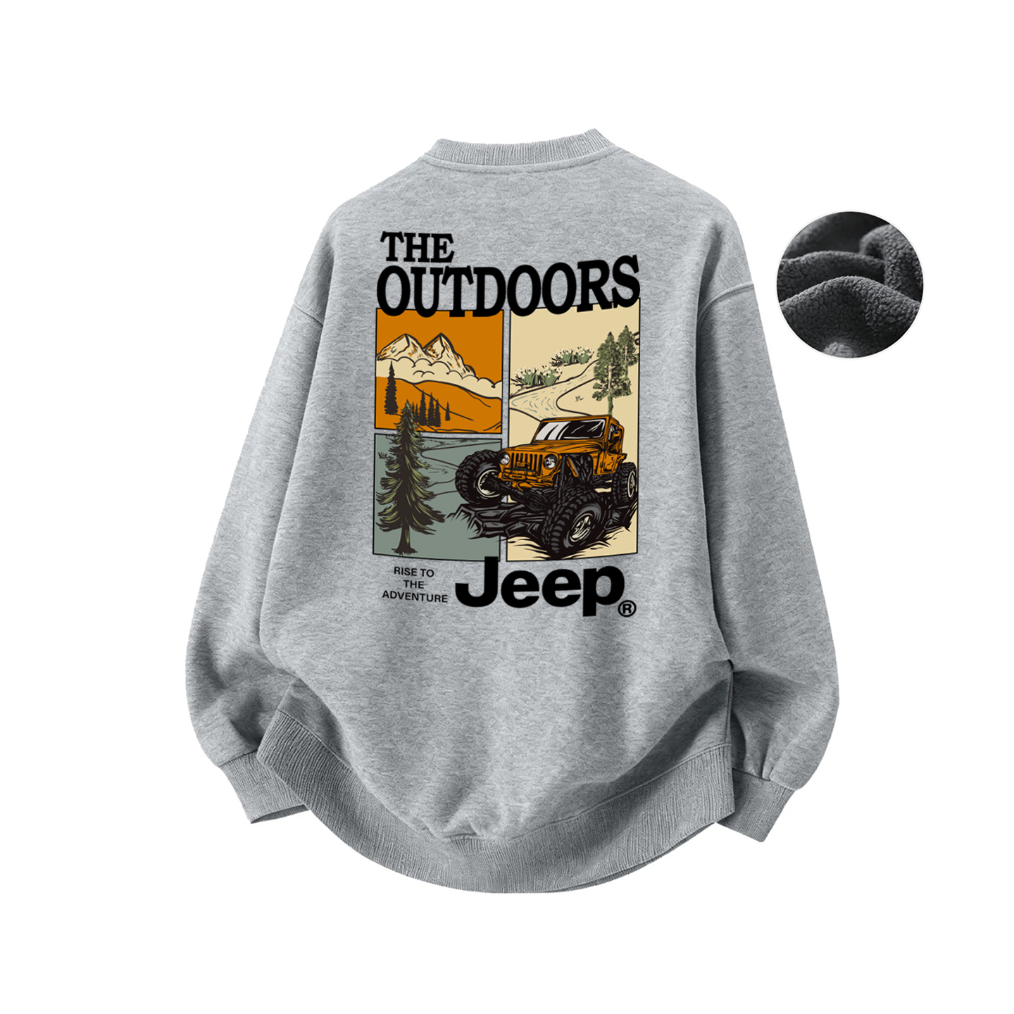 

Свитшот Unisex Crew Neck Thickened Regular Jeep, heather серый[upgraded fleece-lined]