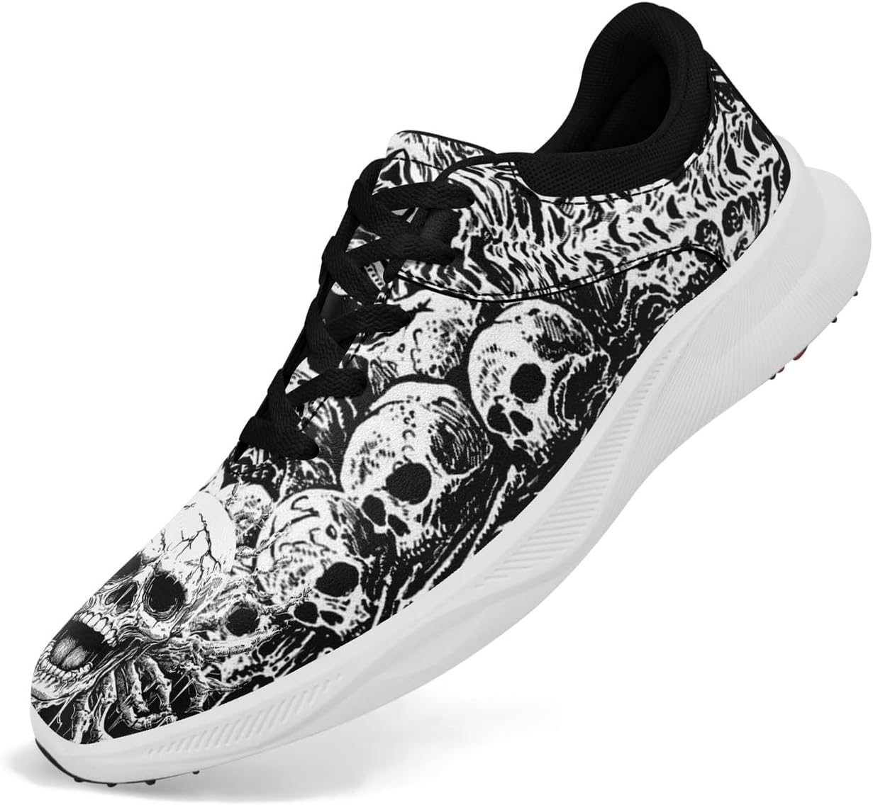 

Мужские гольф-кроссовки без шипов с автоматической вентиляцией подошвы, водонепроницаемые, стойкие к скольжению готико-панк рок стиль модные гольф-кроссовки для женщин Coolcustomize, черный