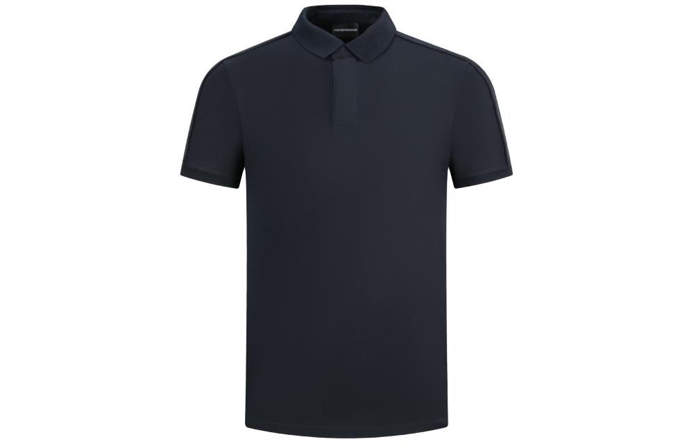 Хлопковая поло с логотипом EMPORIO ARMANI, темно-синий — фото 4