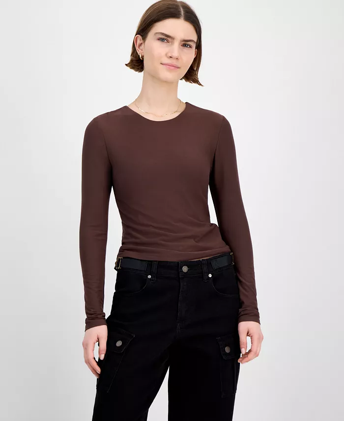 

Топ с круглым вырезом и длинными рукавами для юниоров Hippie Rose, коричневый