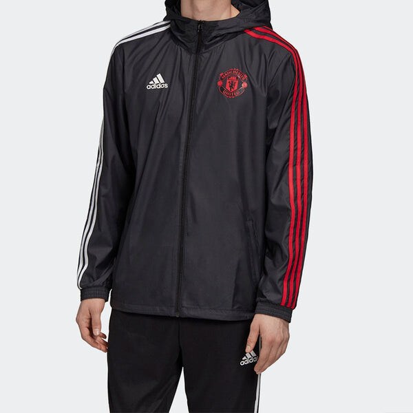 Куртка adidas Manchester United Soccer/Football Sports Jacket Black, черный — фото 3