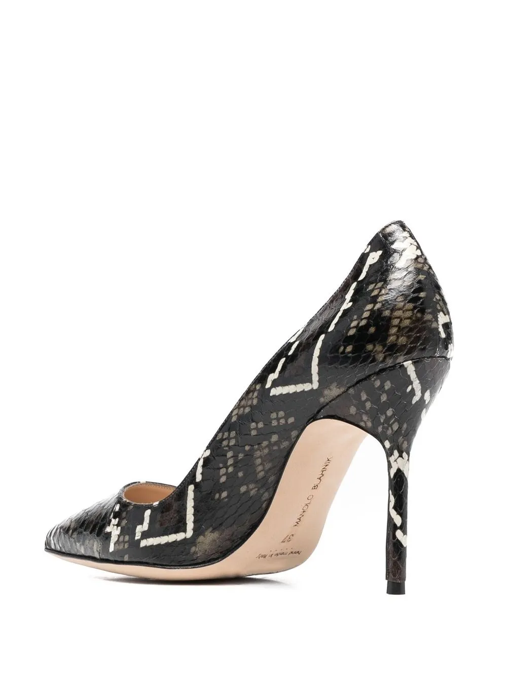 Туфли-лодочки на шпильке с эффектом змеиной кожи Manolo Blahnik, коричневый — фото 3