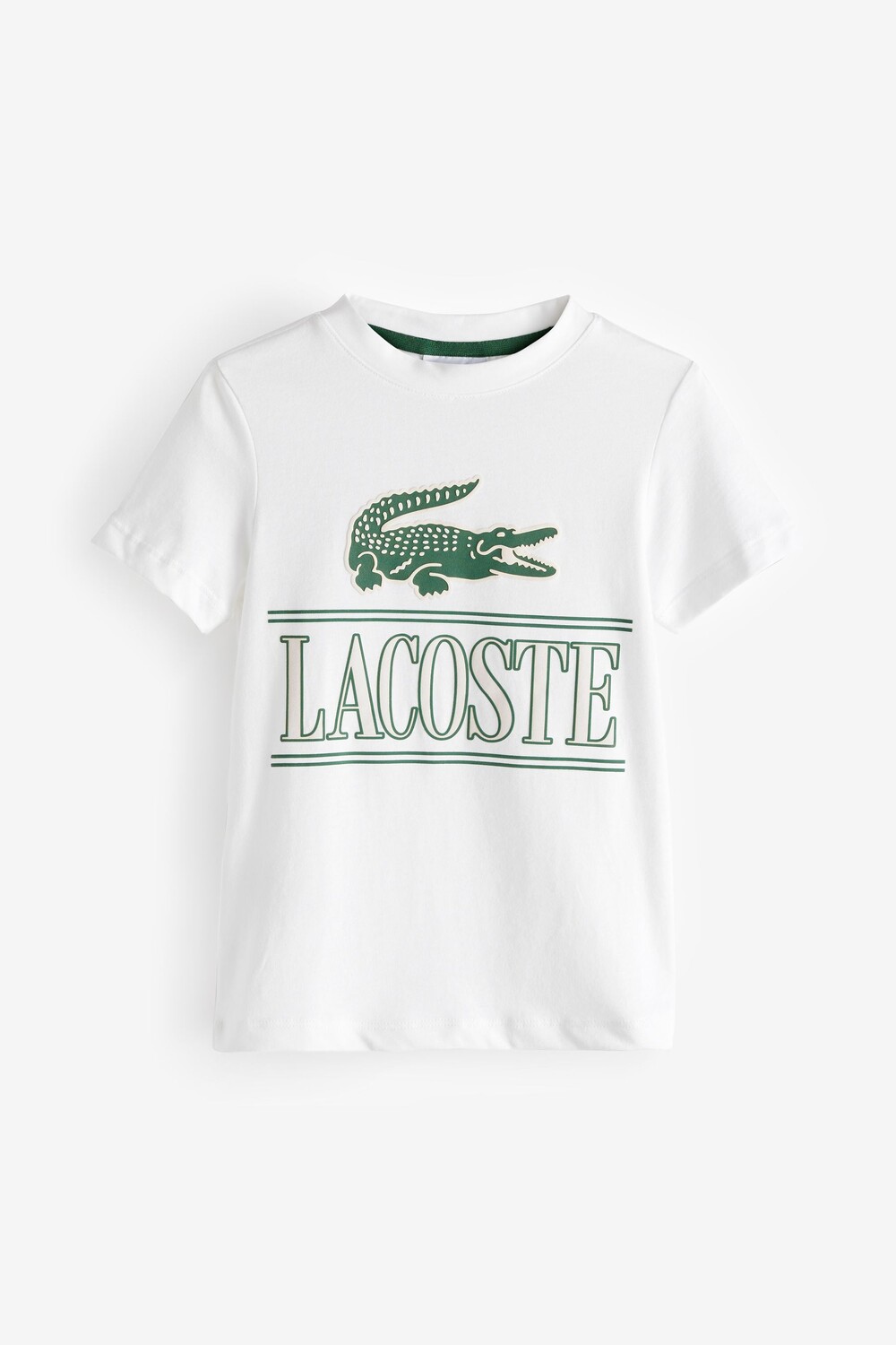 

Детская футболка с большим логотипом под крокодила Lacoste, белый