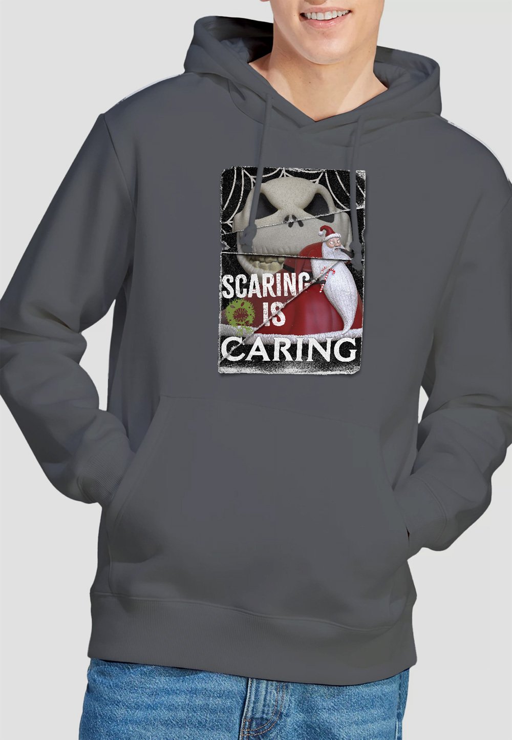

Толстовка с капюшоном THE NIGHTMARE BEFORE CHRISTMAS SCARING IS CARING PRINT Disney, антрацит