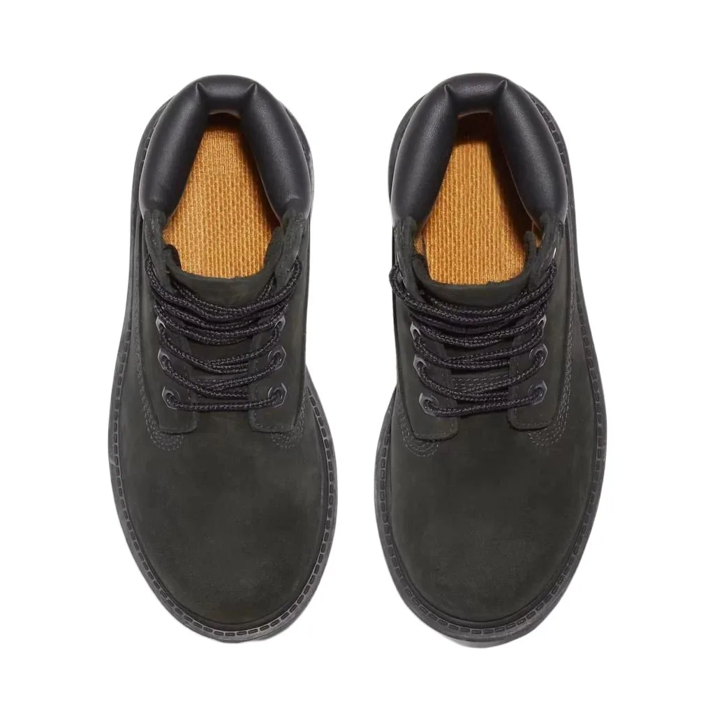 Timberland 6-дюймовые кожаные водонепроницаемые высокие детские ботинки black kids — фото 4