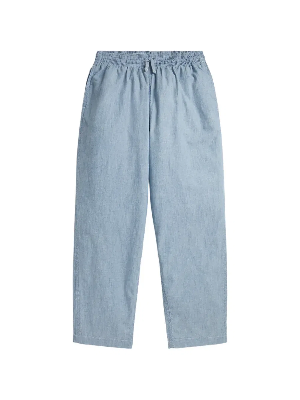 Хлопковые брюки из шамбре с вышивкой POLO RALPH LAUREN KIDS, синий