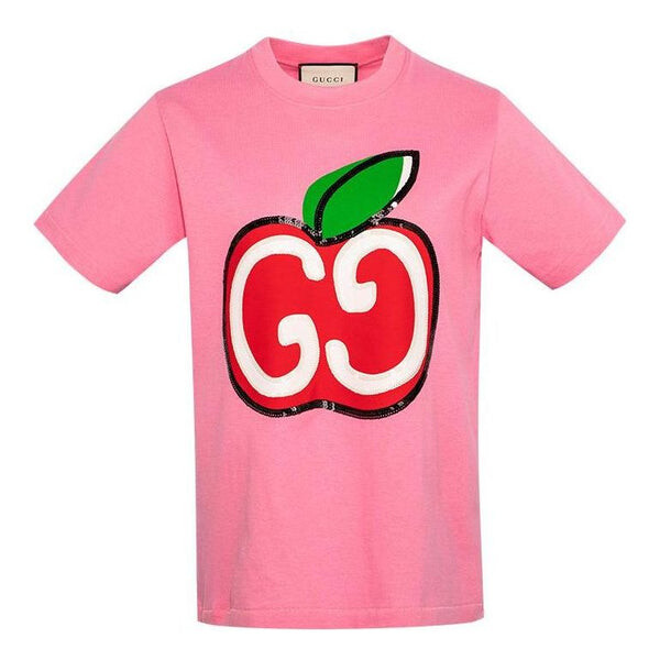 

Футболка gg apple print apple printing female pink Gucci, красный