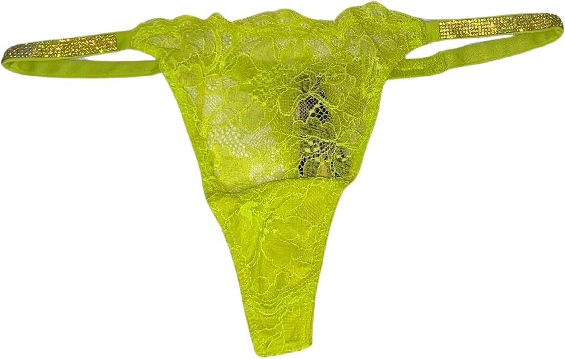 

Трусики-стринги Victoria's Secret Lace Shine Strap, цвет зеленый/лайм, новые, Green/Lime