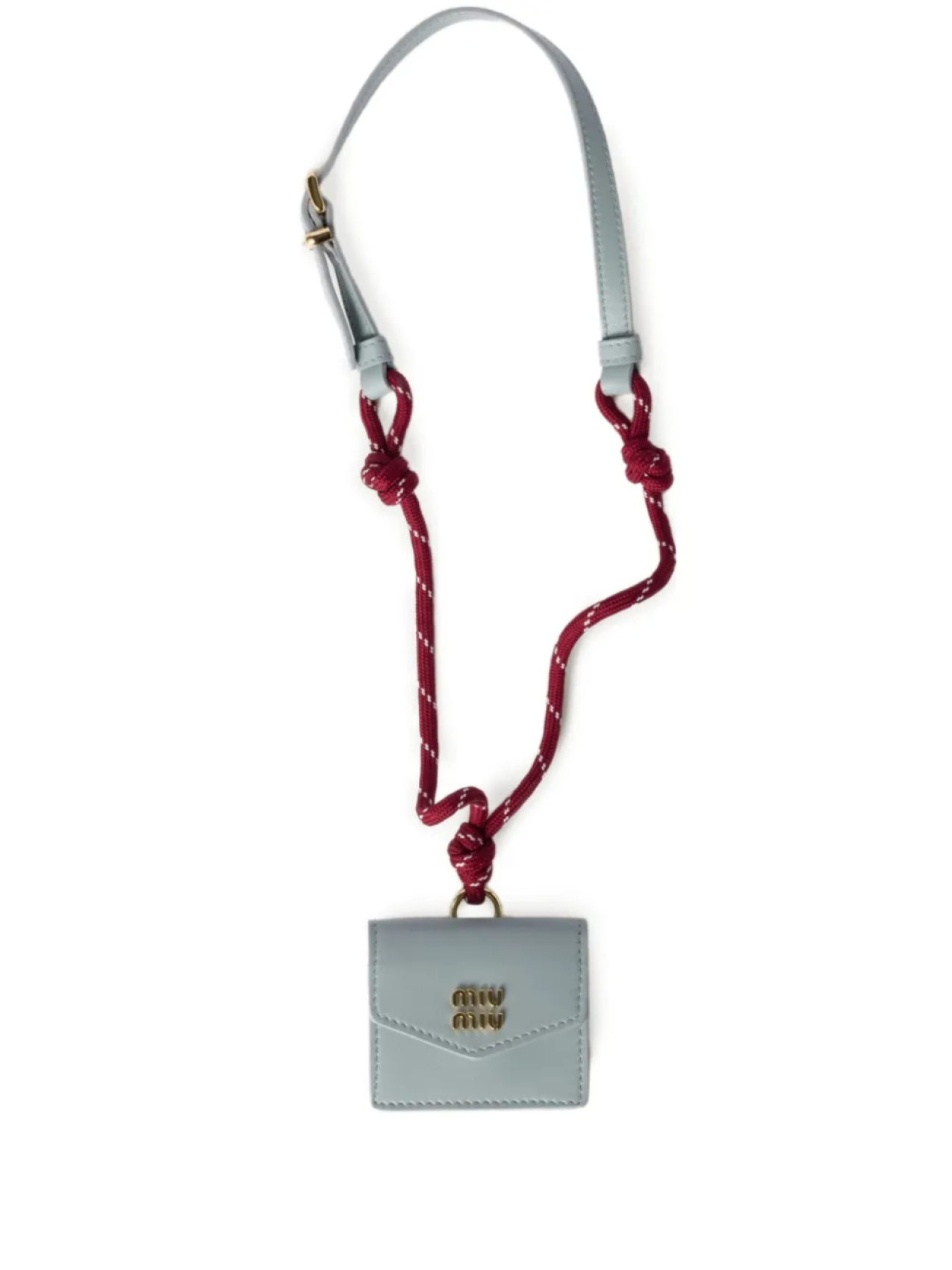 

Кожаный кошелек с ремешком Miu Miu, синий