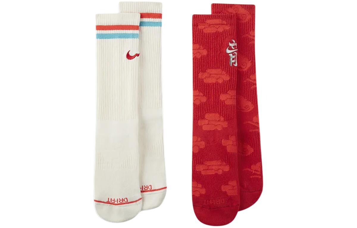 

Носки унисекс Nike до середины икры, цвет 2 double packs (white/red)