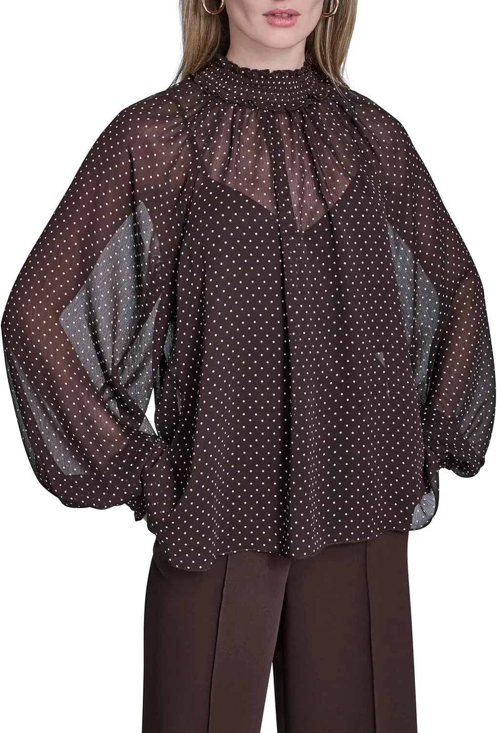 

BCBG Женская блузка с длинными рукавами и сборками