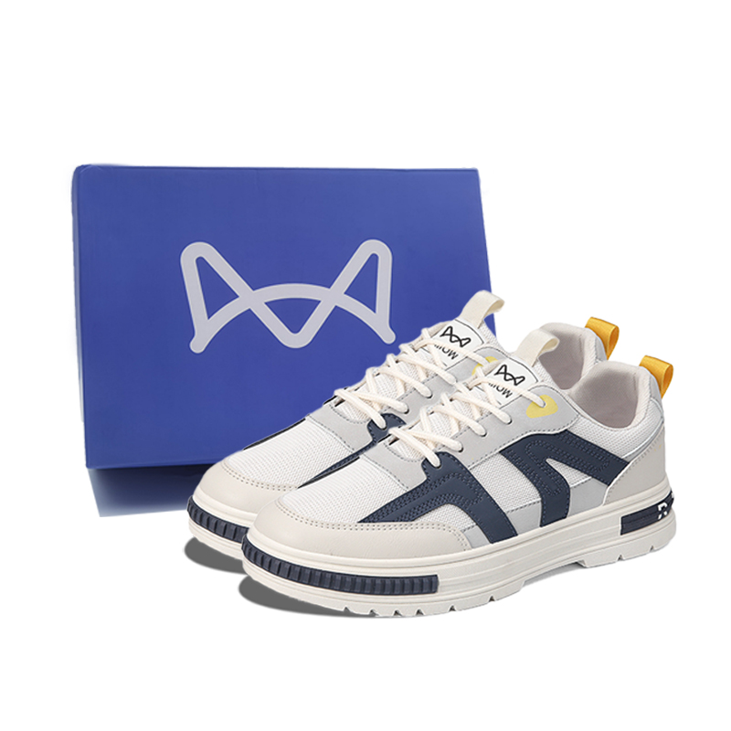 

MIIOW Антискользящие износостойкие низкие скейтерские кроссовки мужские - бежево-голубые [Коробка], цвет Beige Blue[Box]