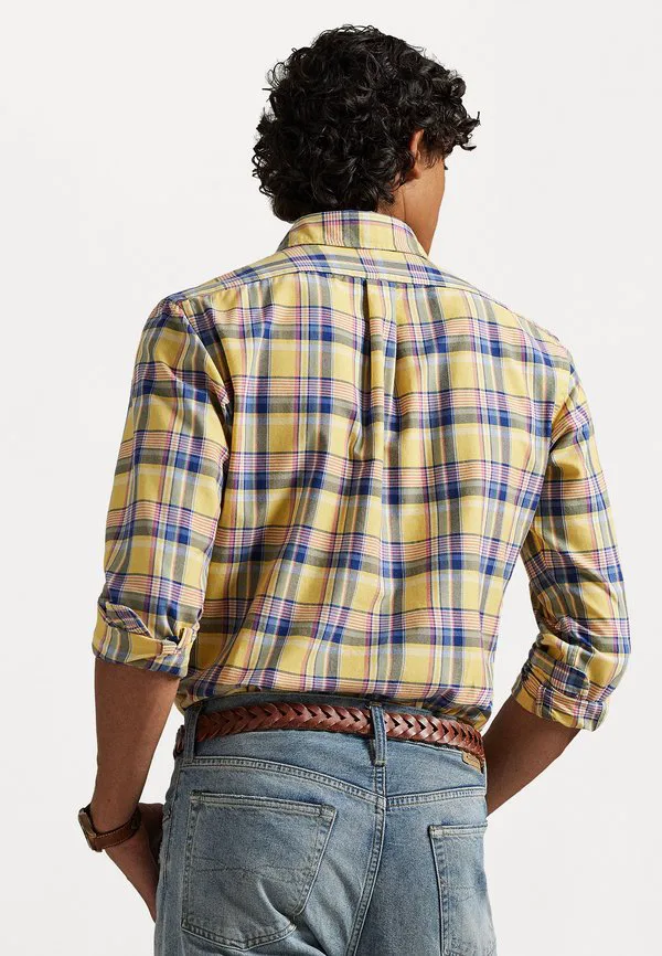 Рубашка оксфордская tattersall, сшитая на заказ Polo Ralph Lauren, Yellow/Pink Multi — фото 3