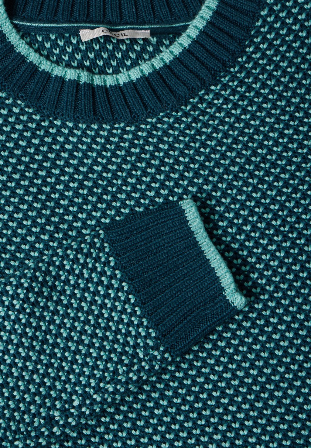 

Джемпер CECIL GEMUSTERTER STRICKPULLOVER Cecil, бирюзовый