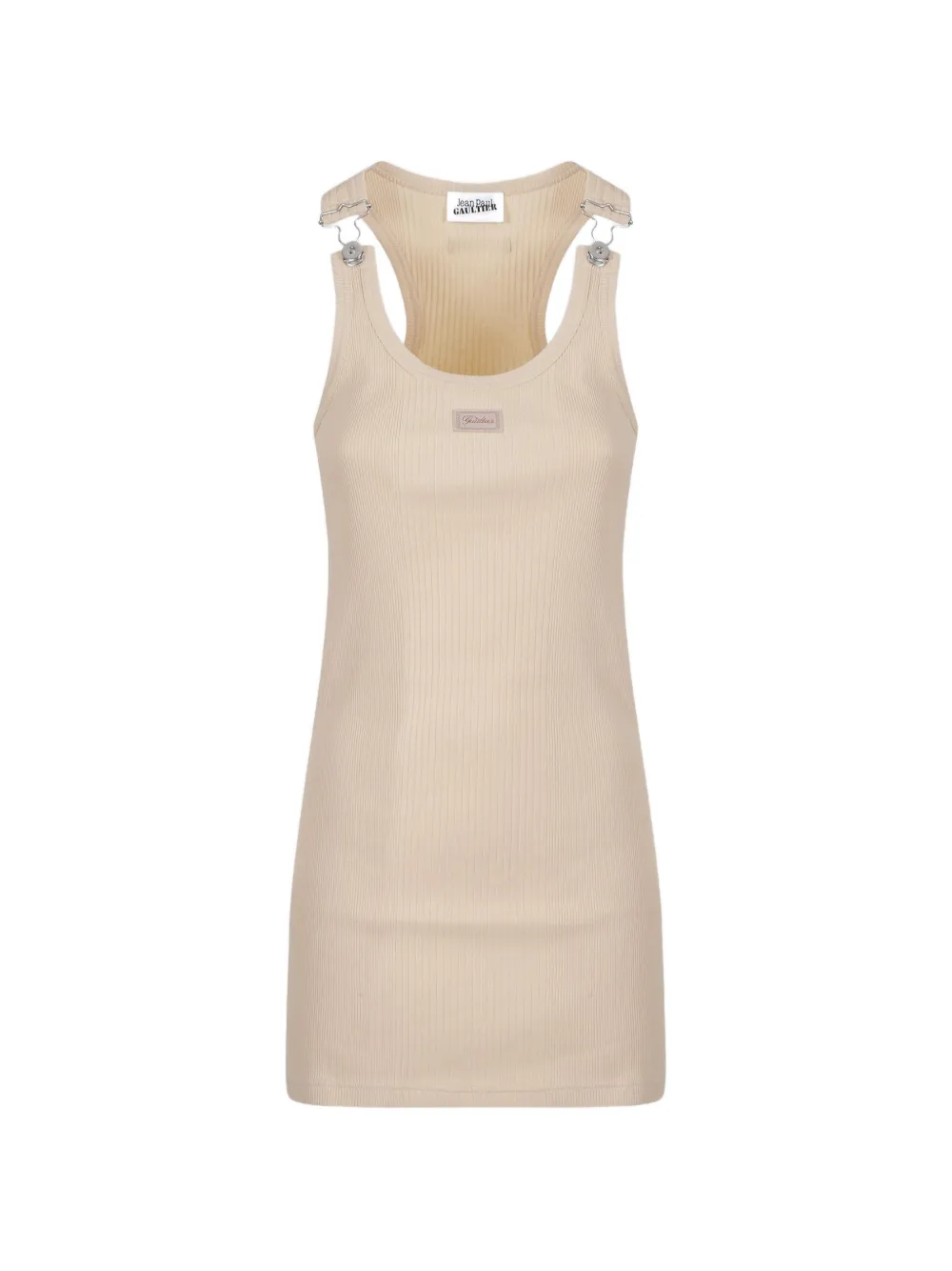 

Мини-платье с ребристой вставкой Jean Paul Gaultier, бежевый