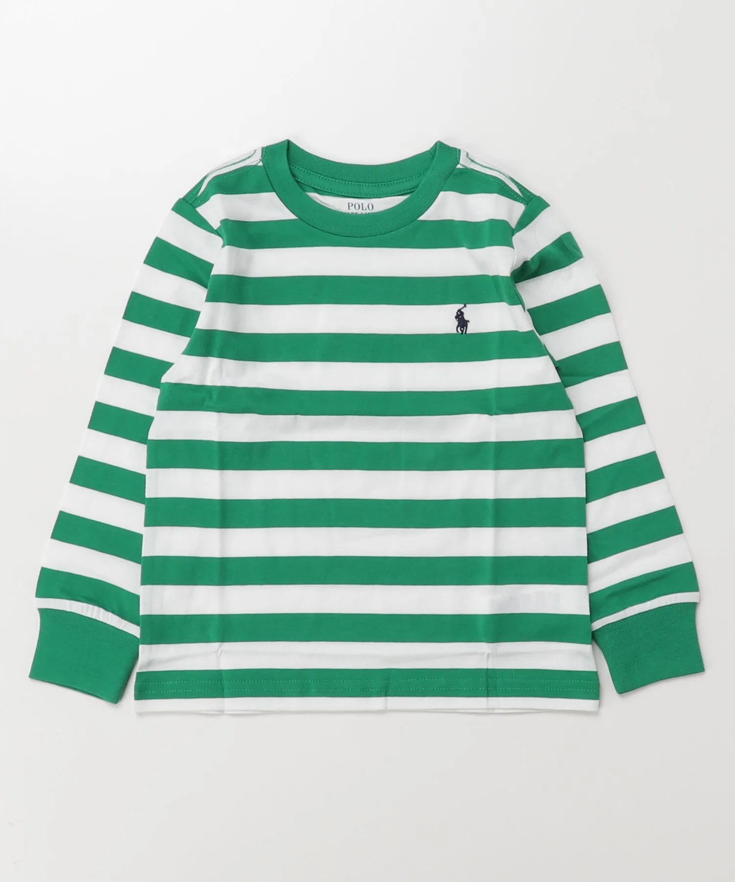 Детская футболка в полоску Polo Ralph Lauren с вышивкой, зелёная — фото 3