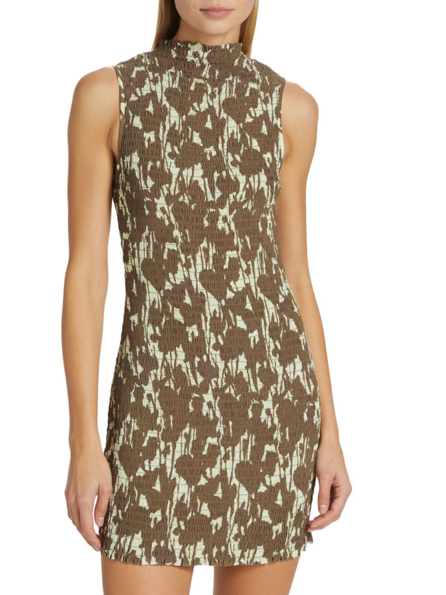 

Мини-платье с цветочным принтом и сборками Proenza Schouler White Label, цвет Butter Cream Coffee
