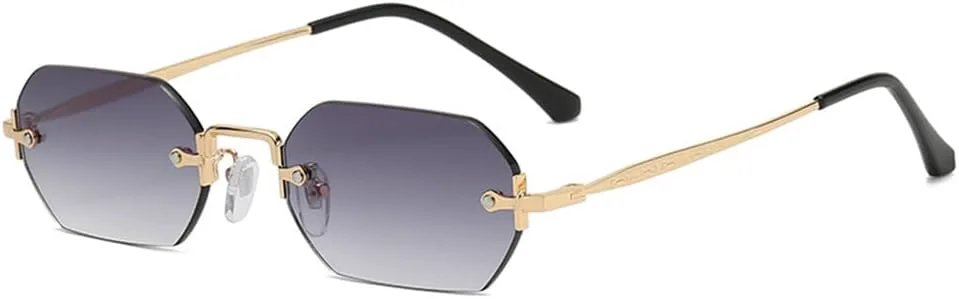 

Женские солнцезащитные очки без оправы в стиле ретро, ​​многоугольные, с серым градиентом, винтажные, летние, женские очки с защитой от УФ-излучения UV400 KTUCN, Grey