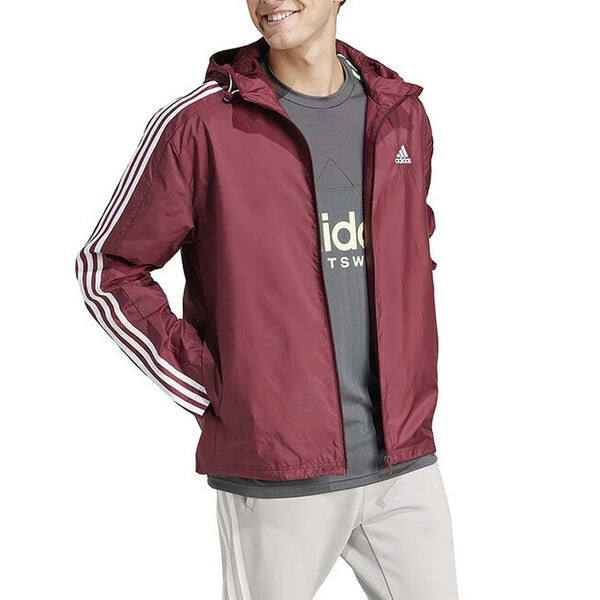 Куртка Essential 3 полоски тканая ветровка азиатские размеры Adidas, красный — фото 2