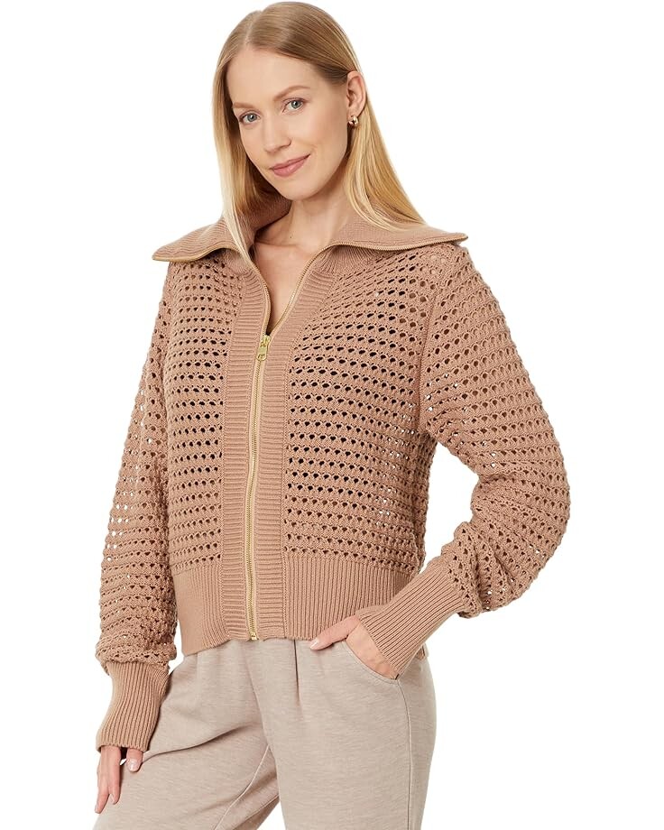 

Свитер Varley Eloise Full Zip Knit, тауп