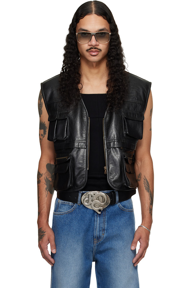 

Жилет-Карго из искусственной кожи Lu'U Dan, черный