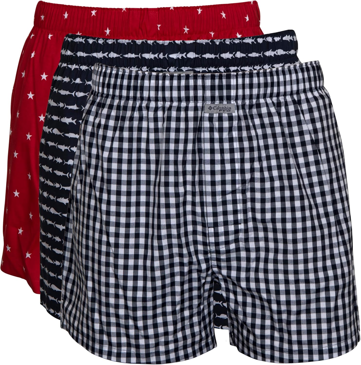 

Columbia мужские Pfg Woven боксеры 3 шт, Navy/Red