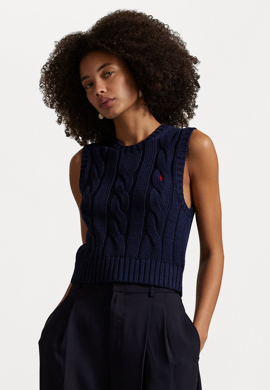 

Джемпер Polo Ralph Lauren CABLE KNIT COTTON CROPPED VEST, Hunter Navy/Dark Blue