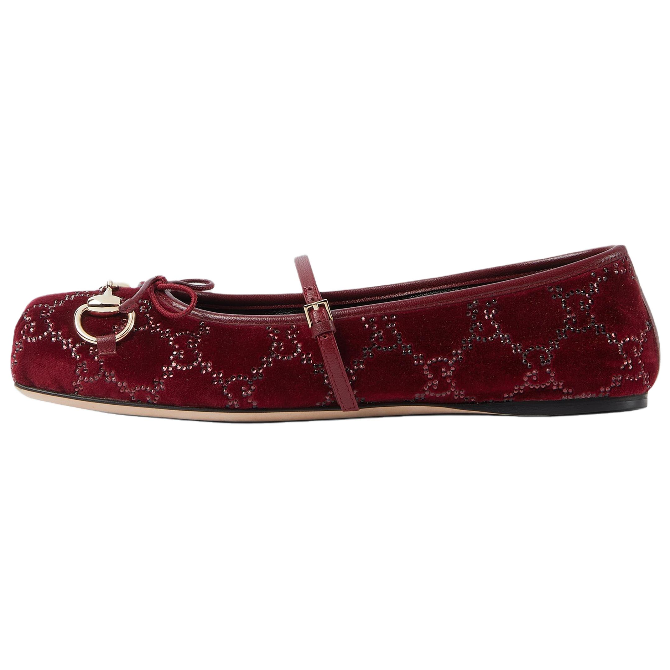 GUCCI Туфли Mary Jane с пряжкой Horsebit для женщин красные