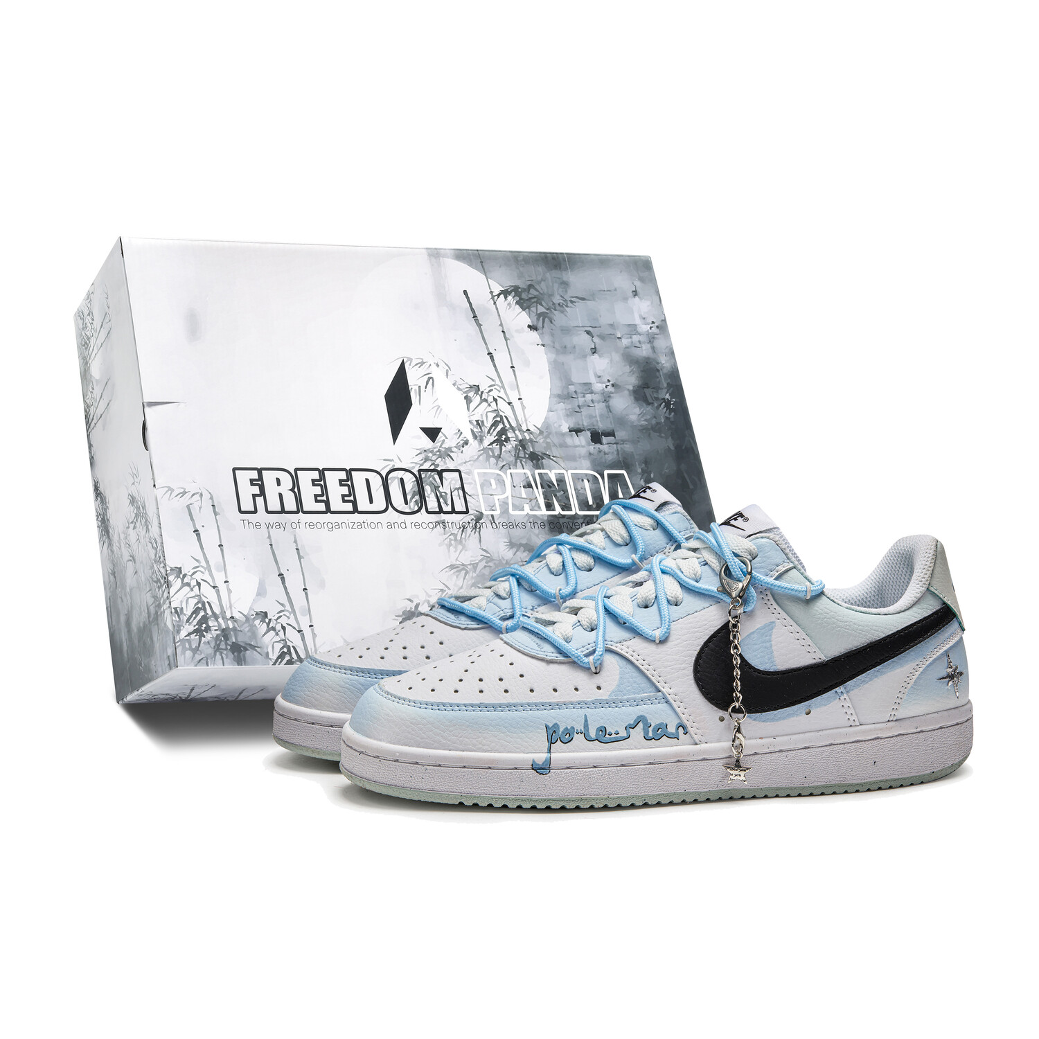 

Кроссовки Nike Court Vision 1 Skateboard Shoes Men Low-Top Blue White, Синий, Кроссовки Nike Court Vision 1 Skateboard Shoes Men Low-Top Blue White
