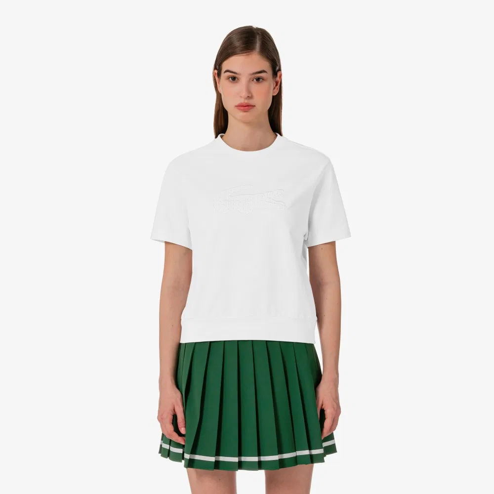 Футболка Lacoste с кружевом, молочно-белая — фото 4