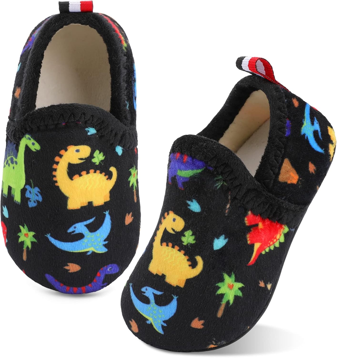 

Домашние тапочки для детей XIHALOOK для мальчиков и девочек с микрофлисовой подкладкой, уютные, с подошвой против скольжения, черный