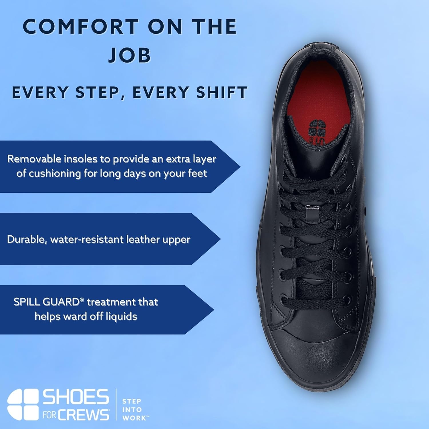 Кроссовки Shoes for Crews унисекс с высокой подошвой и противоскользящей подошвой - удобные, водоотталкивающие обувь для женщин и мужчин для гостиничного бизнеса, административной работы и не только - Пемброк, черный — фото 2