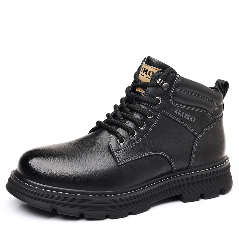 

GIHO Мужские ботинки Martin с коротким мехом и утеплением черные, цвет Black