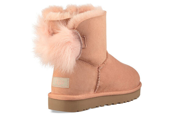 Кроссовки пушистый бант мини флисовая подкладка розовые красные Ugg, красный — фото 4