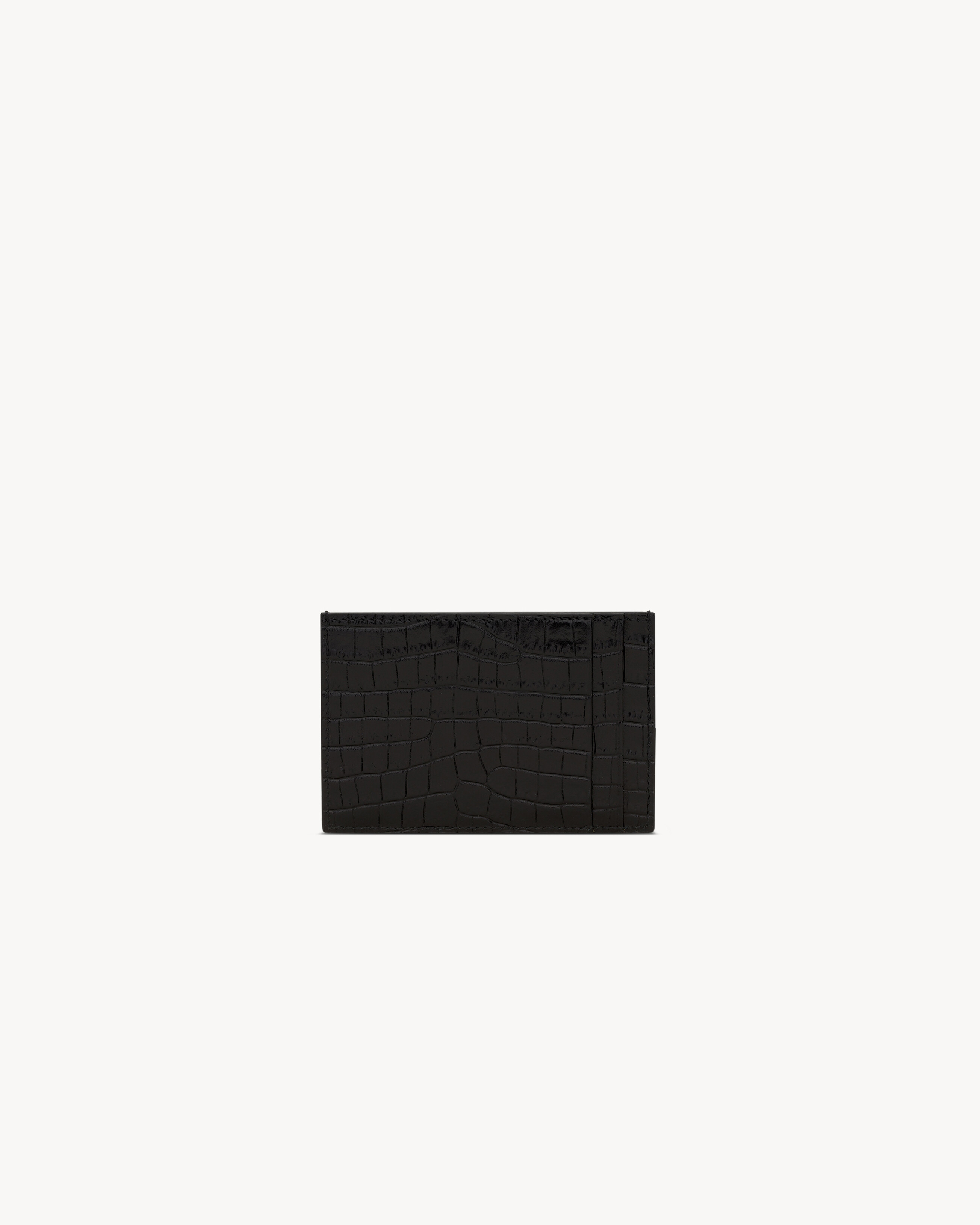 Визитница UPTOWN FLAP из лакированной кожи с тиснением под крокодила Saint Laurent, черный — фото 2