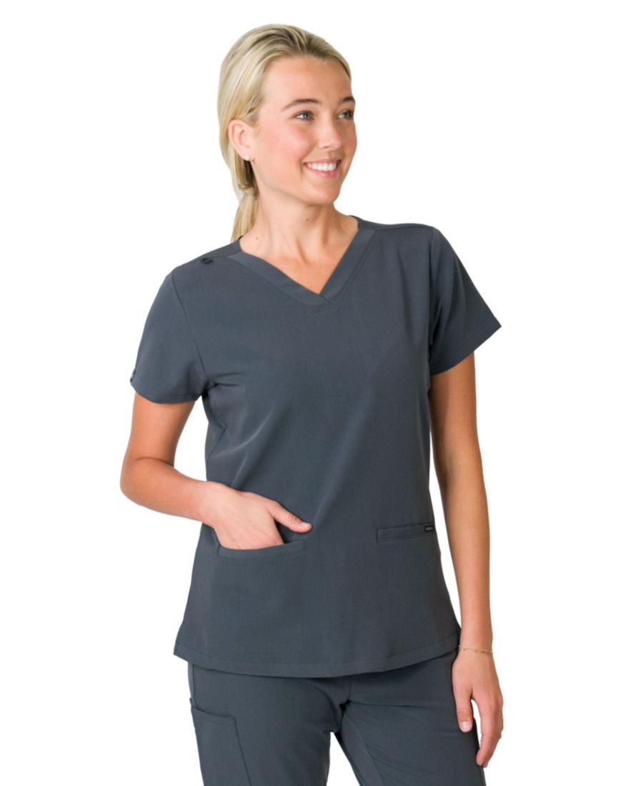 

Женская облегающая медицинская рубашка Sofia с 3 карманами Medgear, Dark storm grey