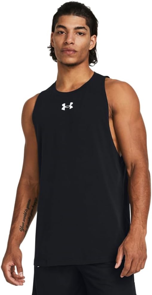 

Under Armour мужская базовая хлопковая майка, Black (002)/Breeze