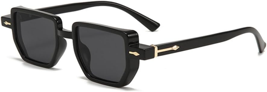 

Винтажные квадратные солнцезащитные очки для женщин с многоугольными линзами, модные, прозрачные, с защитой от УФ-излучения UV400, мужские солнцезащитные очки с заклепками LJTJTAV, Black