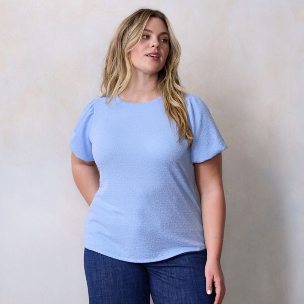 

Футболка с рукавами-пузырями больших размеров Lc Lauren Conrad, цвет hepatica blue